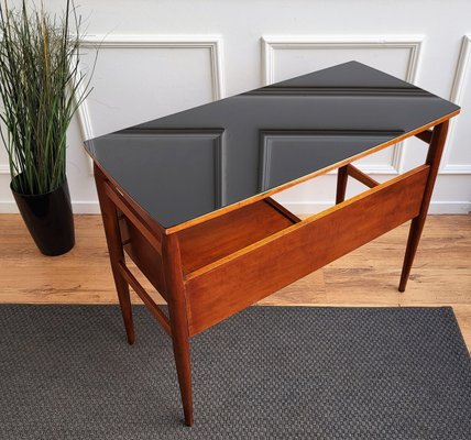 Mid-Century Italian Art Deco Walnut & Brass Writing Desk by Paolo Buffa, 1940s-EUP-1341104