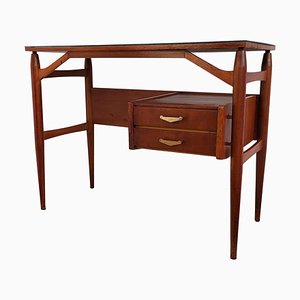 Mid-Century Italian Art Deco Walnut & Brass Writing Desk by Paolo Buffa, 1940s-EUP-1341104