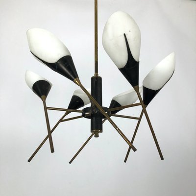 Mid-Century Italian Articulated Brass 6-Arm Chandelier from Stilnovo, 1950s-OT-900191