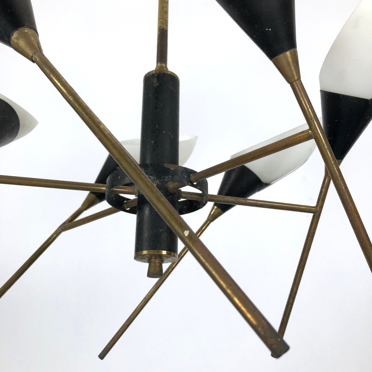 Mid-Century Italian Articulated Brass 6-Arm Chandelier from Stilnovo, 1950s