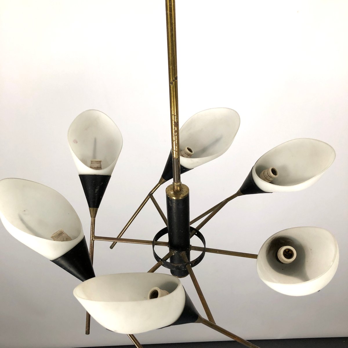 Mid-Century Italian Articulated Brass 6-Arm Chandelier from Stilnovo, 1950s