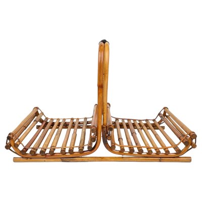 Mid-Century Italian Bamboo and Leather Magazine Rack, 1960s-LYQ-1253810