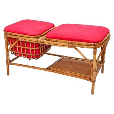 Mid-Century Italian Bamboo and Rattan Bench, 1950s-JDR-1125633