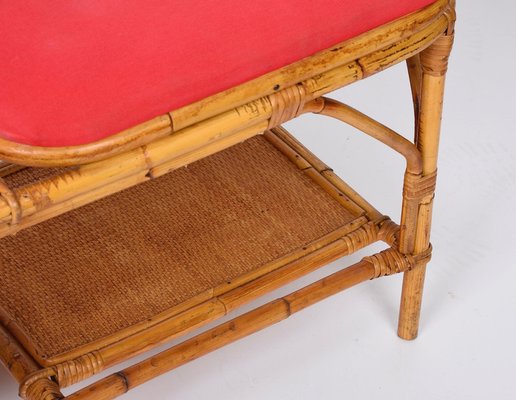 Mid-Century Italian Bamboo and Rattan Bench, 1950s-JDR-1125633