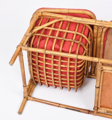 Mid-Century Italian Bamboo and Rattan Bench, 1950s-JDR-1125633