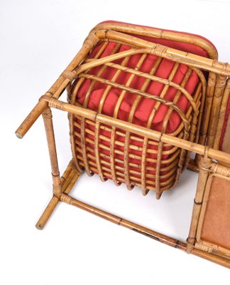 Mid-Century Italian Bamboo and Rattan Bench, 1950s-JDR-1125633