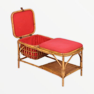 Mid-Century Italian Bamboo and Rattan Bench, 1950s-JDR-1125633