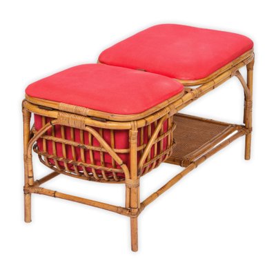 Mid-Century Italian Bamboo and Rattan Bench, 1950s-JDR-1125633