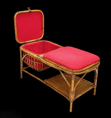 Mid-Century Italian Bamboo and Rattan Bench, 1950s-JDR-1125633