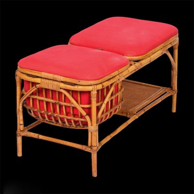 Mid-Century Italian Bamboo and Rattan Bench, 1950s-JDR-1125633