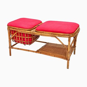 Mid-Century Italian Bamboo and Rattan Bench, 1950s-JDR-1125633