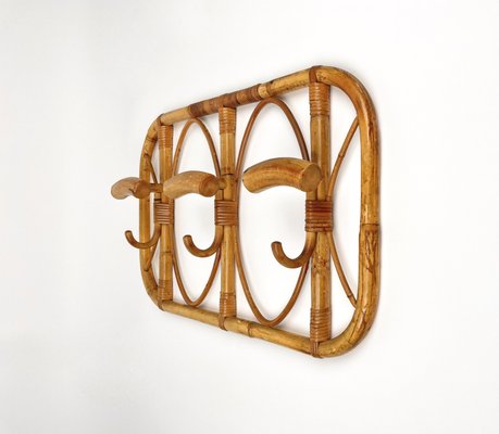 Mid-Century Italian Bamboo and Rattan Coat Rack, 1960s-LYQ-1308861