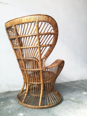 Mid-Century Italian Bamboo and Rattan Conte Biancamano Lounge Chair by Lio Carminati and Gio Ponti, 1950s-GGK-627247