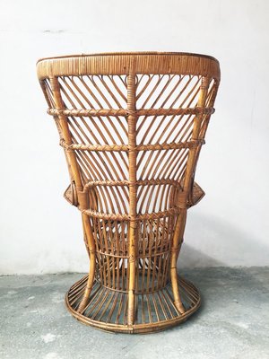 Mid-Century Italian Bamboo and Rattan Conte Biancamano Lounge Chair by Lio Carminati and Gio Ponti, 1950s-GGK-627247