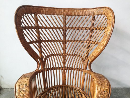 Mid-Century Italian Bamboo and Rattan Conte Biancamano Lounge Chair by Lio Carminati and Gio Ponti, 1950s-GGK-627247