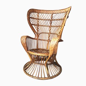 Mid-Century Italian Bamboo and Rattan Conte Biancamano Lounge Chair by Lio Carminati and Gio Ponti, 1950s-GGK-627247