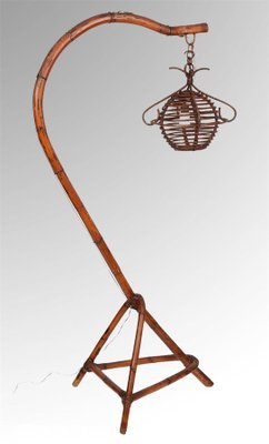 Mid-Century Italian Bamboo and Rattan Floor Lamp, 1950s-JDR-1125591