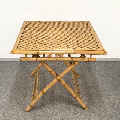 Mid-Century Italian Bamboo and Rattan Foldable Table and Four Chairs, 1960s, Set of 5-JDR-1126160