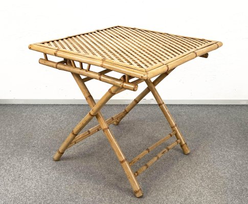 Mid-Century Italian Bamboo and Rattan Foldable Table and Four Chairs, 1960s, Set of 5-JDR-1126160