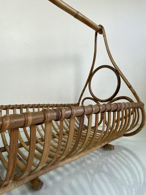 Mid-Century Italian Bamboo and Rattan Magazine Holder, 1960s-WZZ-1263537