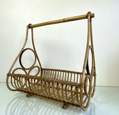 Mid-Century Italian Bamboo and Rattan Magazine Holder, 1960s-WZZ-1263537