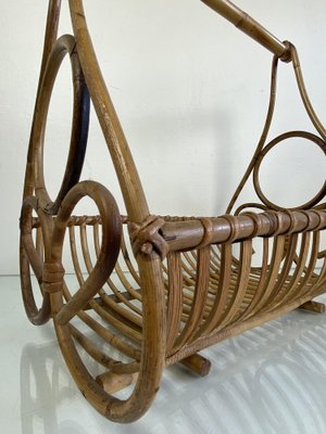 Mid-Century Italian Bamboo and Rattan Magazine Holder, 1960s-WZZ-1263537