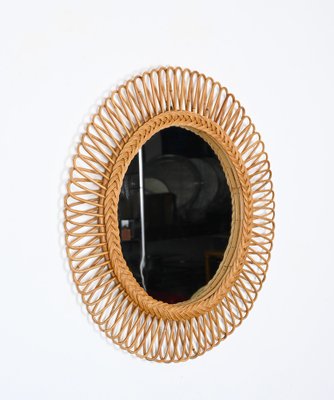 Mid-Century Italian Bamboo and Wicker Round Mirror by Franco Albini, 1960s-JDR-1771648