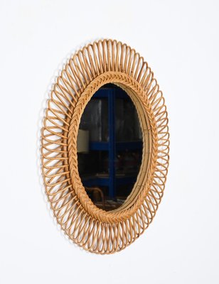 Mid-Century Italian Bamboo and Wicker Round Mirror by Franco Albini, 1960s-JDR-1771648