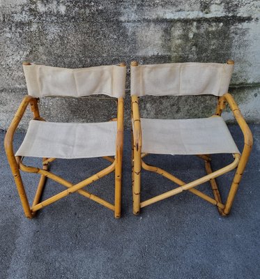 Mid-Century Italian Bamboo Folding Chairs, 1960s, Set of 2-PUG-1324756