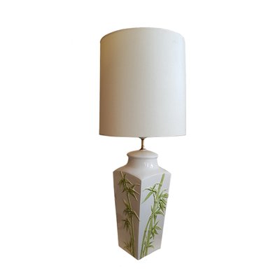 Mid-Century Italian Bamboo Pattern Majolica Table Lamp-NUX-1130615