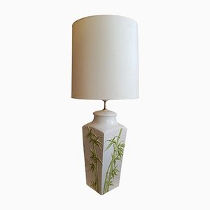 Mid-Century Italian Bamboo Pattern Majolica Table Lamp-NUX-1130615