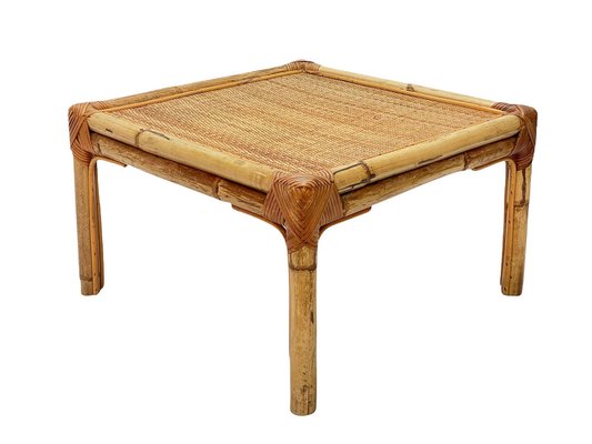 Mid-Century Italian Bamboo & Rattan Coffee Table from Vivai Del Sud, 1970-JDR-1126323