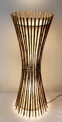 Mid-Century Italian Bamboo & Rattan Floor Lamp by Franco Albini, 1960s-JDR-1125992