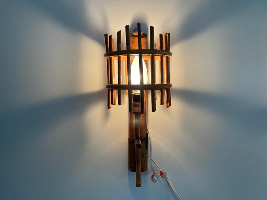 Mid-Century Italian Bamboo Wall Lamps, Italy, 1950s, Set of 2-RDS-1723560