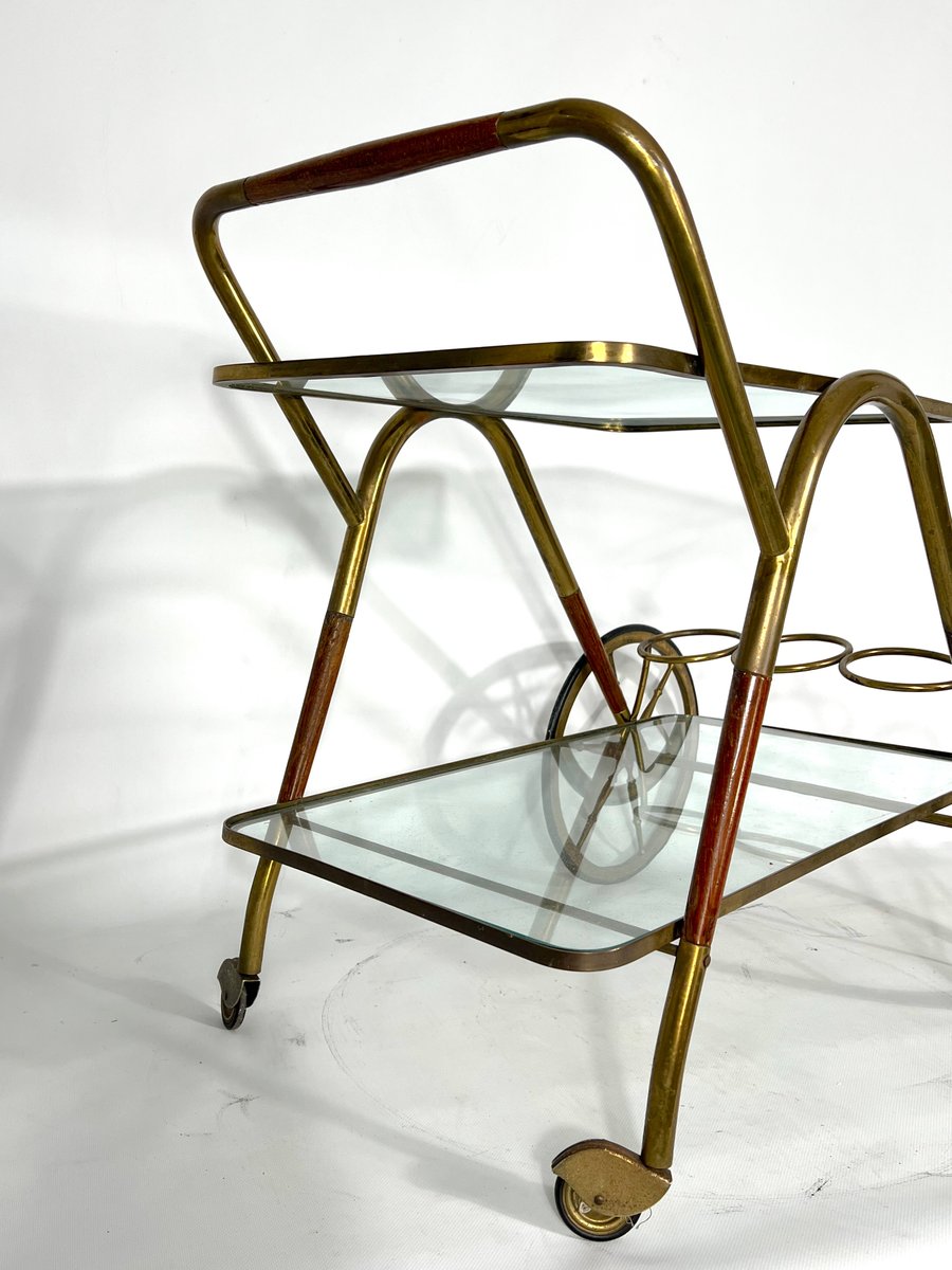 Mid-Century Italian Bar Cart by Cesare Lacca, 1950s