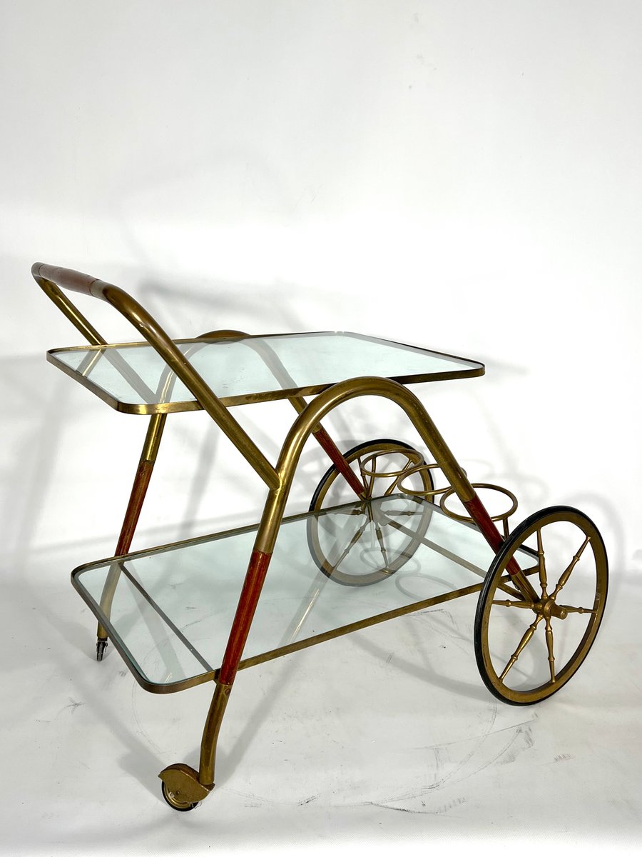 Mid-Century Italian Bar Cart by Cesare Lacca, 1950s