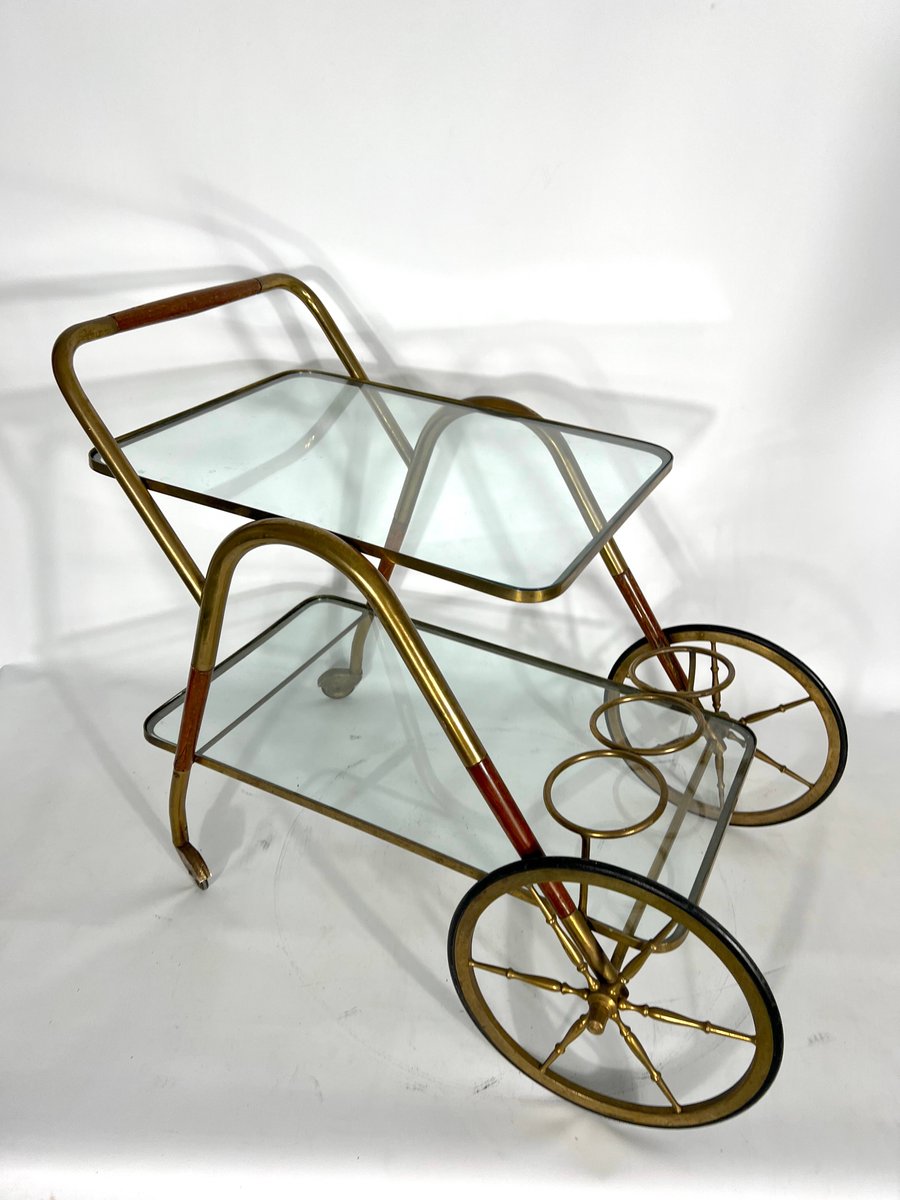 Mid-Century Italian Bar Cart by Cesare Lacca, 1950s