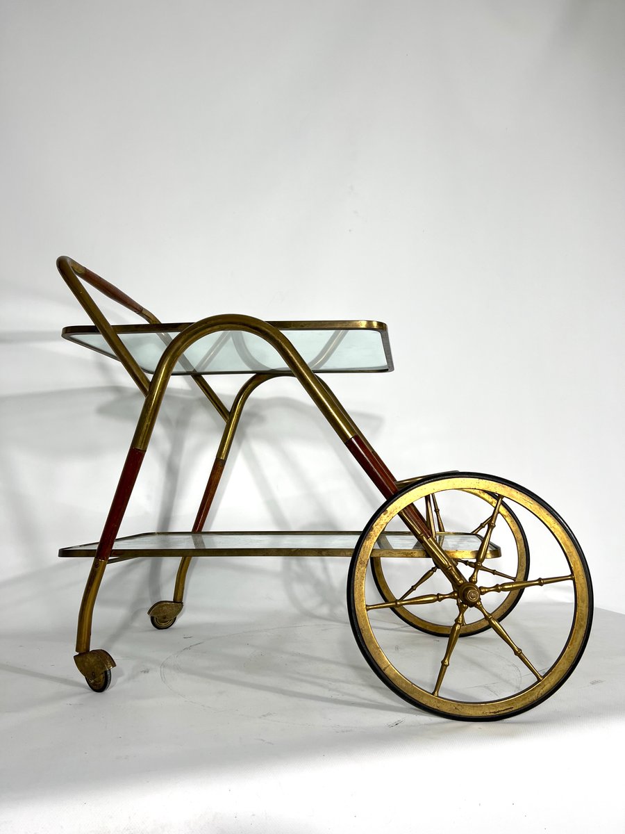 Mid-Century Italian Bar Cart by Cesare Lacca, 1950s