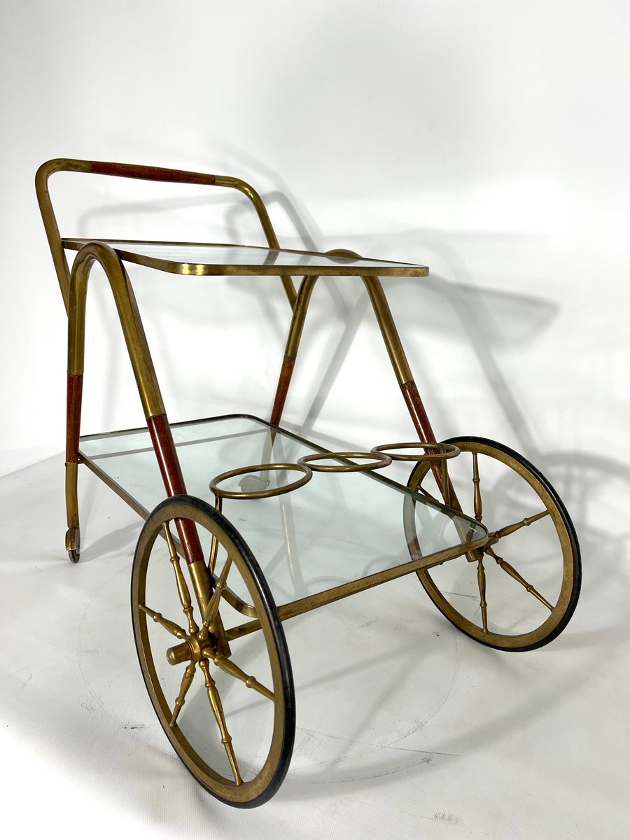 Mid-Century Italian Bar Cart by Cesare Lacca, 1950s