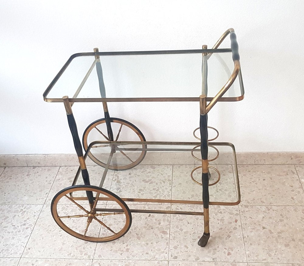 Mid-Century Italian Bar Cart by Cesare Lacca, 1950s