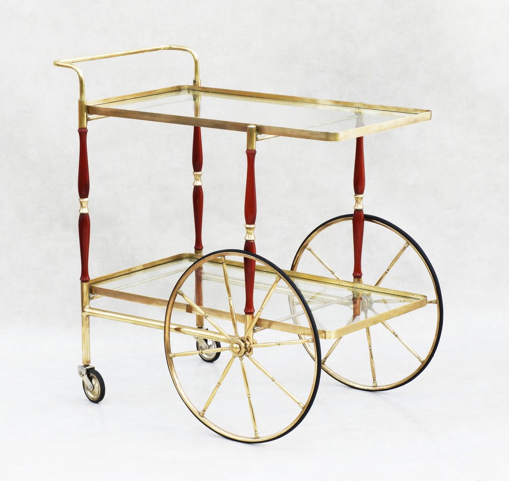 Mid-Century Italian Bar Cart Cocktail Trolley from Cesare Lacca, 1950