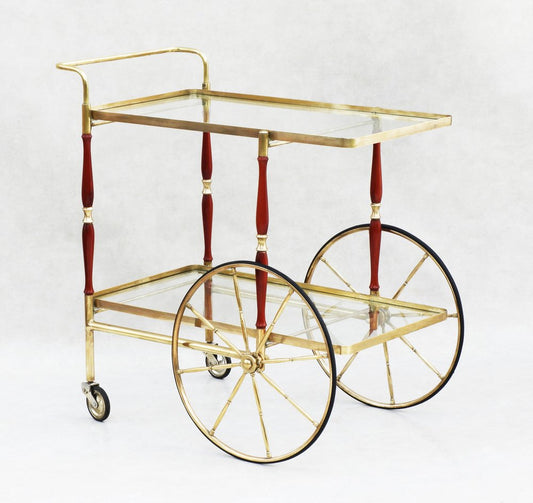 Mid-Century Italian Bar Cart Cocktail Trolley from Cesare Lacca, 1950