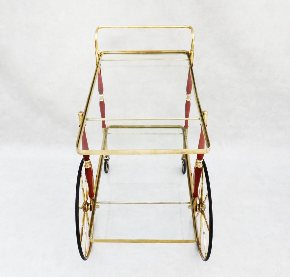 Mid-Century Italian Bar Cart Cocktail Trolley from Cesare Lacca, 1950