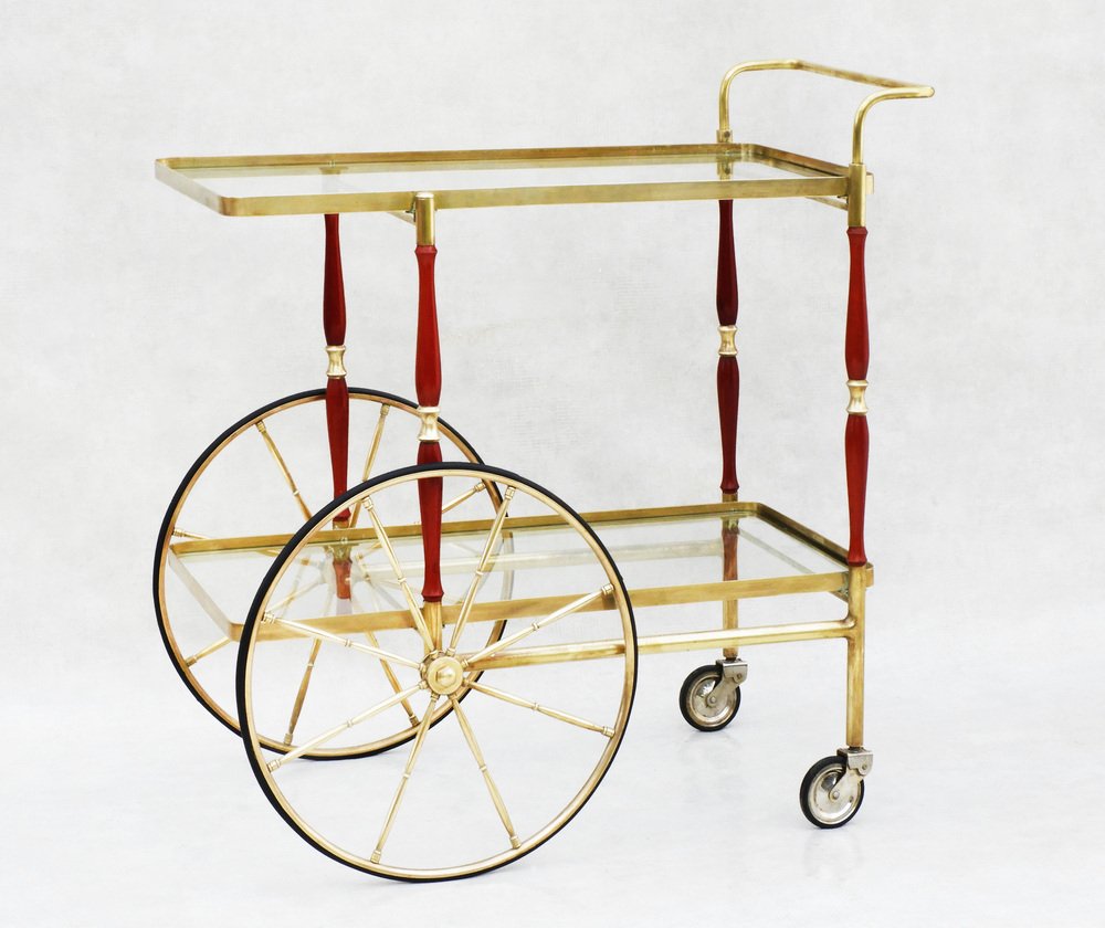 Mid-Century Italian Bar Cart Cocktail Trolley from Cesare Lacca, 1950