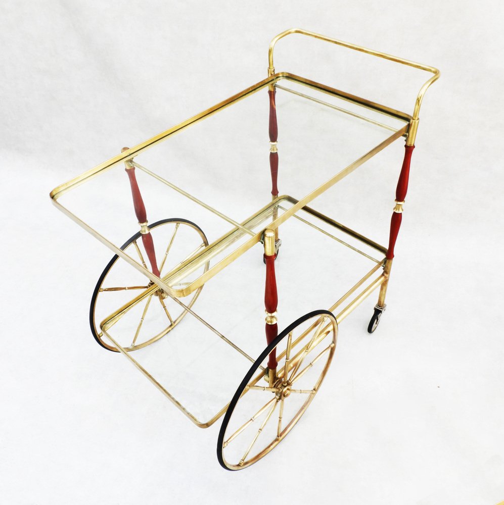 Mid-Century Italian Bar Cart Cocktail Trolley from Cesare Lacca, 1950