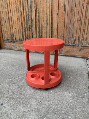 Mid-Century Italian Bar Cart in Red Plastic, 1970s-OXJ-1253982