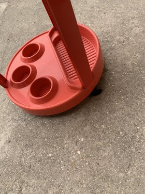 Mid-Century Italian Bar Cart in Red Plastic, 1970s-OXJ-1253982