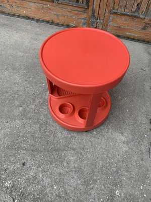 Mid-Century Italian Bar Cart in Red Plastic, 1970s-OXJ-1253982