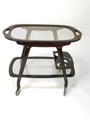 Mid-Century Italian Bar Cart in Wood by Cesare Lacca, 1950s-JDR-1126273