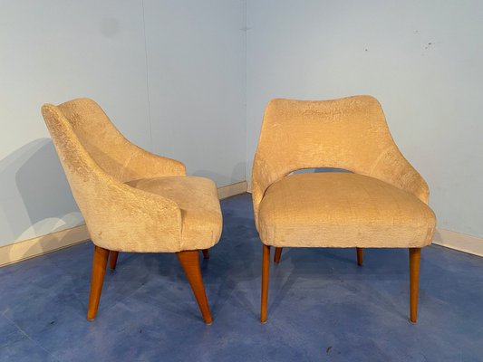 Mid-Century Italian Bedroom Chairs in Yellow Velvet by Vittorio Dassi, Set of 2-MTX-1260964